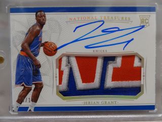 2015 - 16 Panini National Treasures Jerian Grant 3clr Patch Rc On Card Auto 06/10