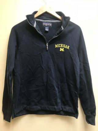 University Of Michigan Sweatshirt 1/4 Zip Pullover Jansport Navy Men 