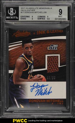 2017 Absolute Memorabilia Donovan Mitchell Rookie Rc Auto Patch /99 Bgs 9 (pwcc)