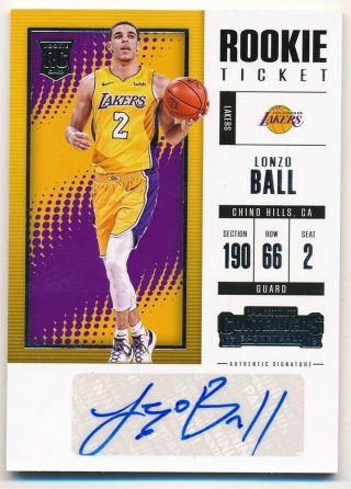 Lonzo Ball 2017/18 Panini Contenders Rookie Ticket Autograph Lakers Auto Sp $150