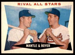 1960 Topps 160 Rival All Stars Mantle Boyer Ex,  To Ex - Mt