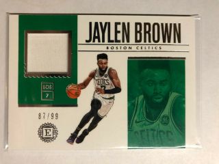 2018 - 19 Panini Encased 87/99 Jaylen Brown Game Worn Jersey Card Boston Celtics