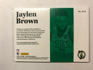 2018 - 19 Panini Encased 87/99 Jaylen Brown Game Worn Jersey Card Boston Celtics 2