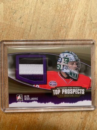 2014 Itg Between The Pipes Top Prospect Alex Nedeljkovic Rookie Patch Gold Canes
