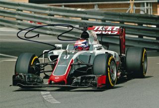 Romain Grosjean Signed 8x12 Inches 2016 Haas F1 Team Monaco Gp Photo