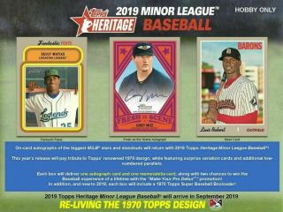 2019 Heritage Minor League Baseball Hobby 12 Box Case Pre - Order 9/25/2019