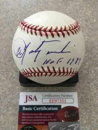 Carl Yastrzemski " Hof 1989 " Signed Baseball Oml Rdm Autograph Jsa Hof Redsox