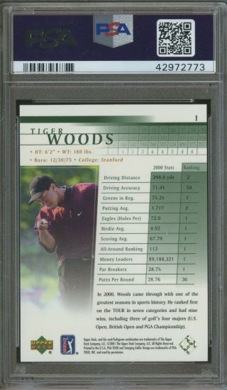 2001 Upper Deck Golf 1 Tiger Woods PSA 10 GEM 1 2