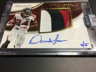 2018 Honors Devonta Freeman 2016 Immaculate Auto 3 Color Patch ’d 4/5 Falcons