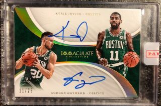 Kyrie Irving Gordon Hayward 2017 - 18 Immaculate Dual Auto 11/25 Kyrie Jersey
