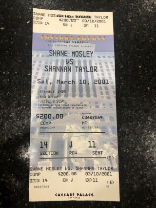 Shane Mosley Vs Shannan Taylor Boxing Ticket (2001) Caesars Palace,  Las Vegas