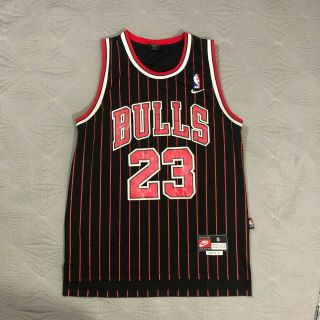 Vintage Nike Michael Jordan Chicago Bulls Pinstripes Jersey Black Size Small,  2