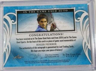 2019 Leaf In The Game Roger Federer 2/3 Auto Relic ITGU Sports Ruby Red 3