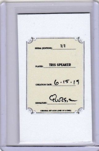 2019 Tris Speaker Red Sox Baseball 1/1 ACEO MINI Sketch Print Card By:Q 2