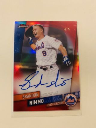 2019 Topps Finest - Brandon Nimmo - Rookie Autograph - Red Variation - 4/5