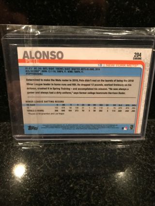 2019 TOPPS CHROME BASE ROOKIE CARD YORK METS PETE ALONSO 204 2