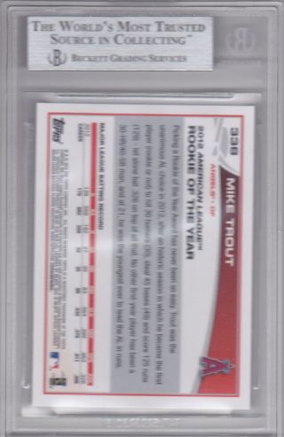 2013 Topps Baseball Mike Trout 338 2012 AL ROY Graded BGS 9 2