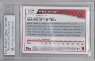 2013 Topps Baseball Mike Trout 338 2012 AL ROY Graded BGS 9 3