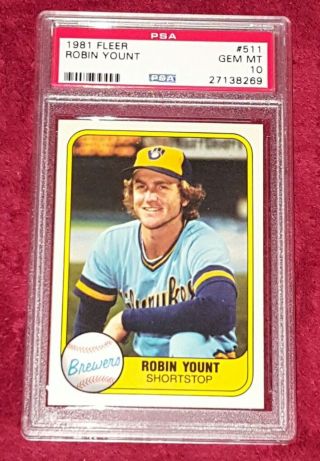 Robin Yount 1981 Fleer 511 Milwaukee Brewers Hall Of Famer Psa 10 ☆