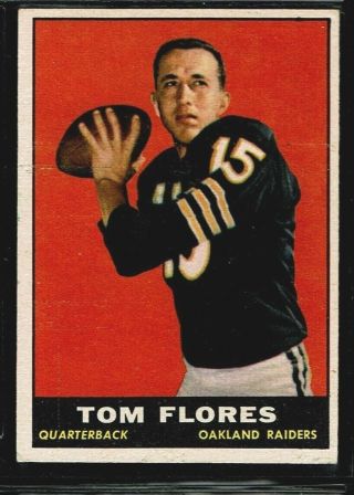 1961 Topps Football Oakland Raiders Tom Flores Rookie Card Rc 186 Vg,