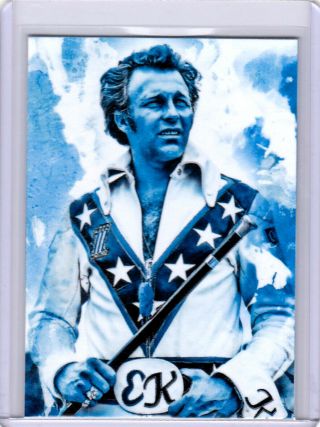 2019 Evel Knievel American Stunt Daredevil 1/1 Art Aceo Sketch Print Card By:q