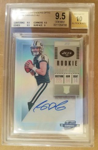 2018 Contenders Optic Sam Darnold Silver Refractor Rookie 103 Auto10 Bgs 9.  5 Sp