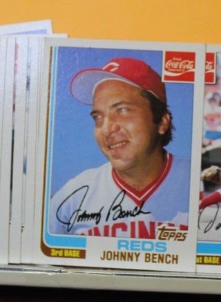 1982 Topps Baseball Cincinnati Reds Coca - Cola set of 22 cards,  Johnny Bench 3