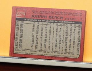 1982 Topps Baseball Cincinnati Reds Coca - Cola set of 22 cards,  Johnny Bench 5