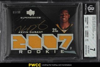 2007 Upper Deck Black Kevin Durant Rookie Rc Auto Patch /99 106 Bgs 7 (pwcc)