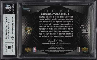 2007 Upper Deck Black Kevin Durant ROOKIE RC AUTO PATCH /99 106 BGS 7 (PWCC) 2