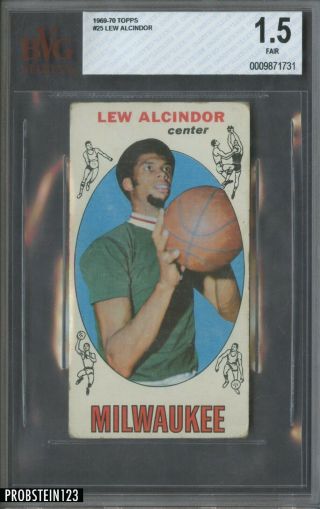 1969 Topps Basketball 25 Lew Alcindor Bucks Rc Rookie Hof Bvg 1.  5