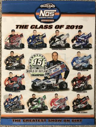 2019 World Of Outlaws Nos Energy Drink Sprint Cars 18 " X 24 " Poster Donny Schatz