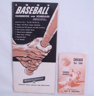 Vintage 1956 Chicago White Sox / Cubs Pocket Baseball Schedule,  1957 Handbook