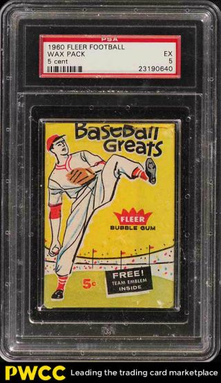 1960 Fleer Baseball Greats 5 Cent Wax Pack Psa 5 Ex (pwcc)