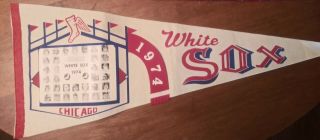 Vintage 1974 Chicago White Sox Pennant With Player Photos