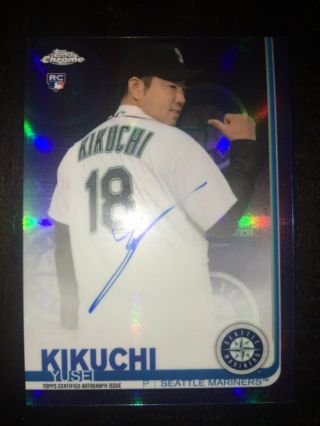 Yusei Kikuchi 2019 Topps Chrome Rookie Autograph Blue Refractor Auto Rc 115/150