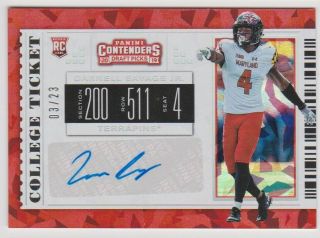 2019 Contenders Draft Picks College Ticket Auto Cracked Ice /23 Darnell Savage