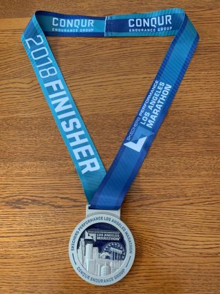 2018 Los Angeles Marathon Finishers Medal Sketchers Performance La Conquer