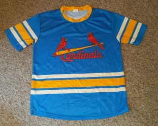 St.  Louis Cardinals Baseball Fox Sports Midwest Promo Jersey Shirt Size Xl Blue