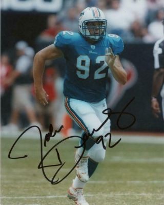 John Denney Miami Dolphins Signed In Black Signed Autographed 8x10 Photo W/
