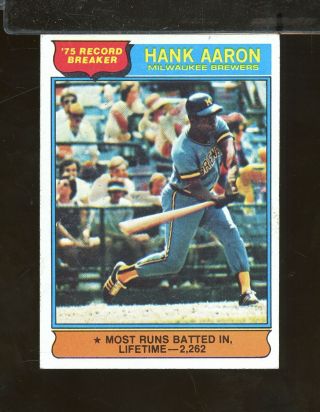 1976 Topps 1 Hank Aaron Record Breaker Milwaukee Brewers Exmt (jy22)