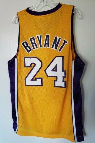 Adidas NBA Los Angeles Lakers Kobe Bryant 24 Gold Swingman Jersey Mens M Sewn 6