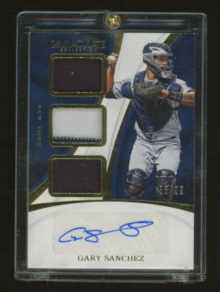 2017 Immaculate Gary Sanchez Yankees Rpa Rc Triple Jersey Patch Auto /99