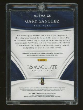 2017 Immaculate Gary Sanchez Yankees RPA RC Triple Jersey Patch AUTO /99 2