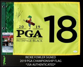 Rickie Fowler Autographed 2019 Pga Championship Pin Flag Golf Major Jsa