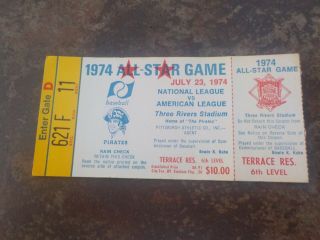 Vintage Baseball 1974 All Star Game Pittsburgh Ticket Stub Mvp Steve Garvey