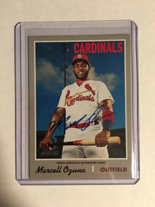 Marcell Ozuna 2019 Topps Heritage High Real One Auto St Louis Cardinals
