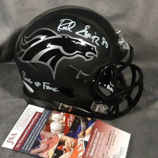 Rod Smith Signed Denver Broncos Mini Matte Black Helmet Jsa Witness Ice Auto