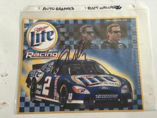Autographed Rusty Wallace 2 Ford Signed 8x10 Hero Card W/coa