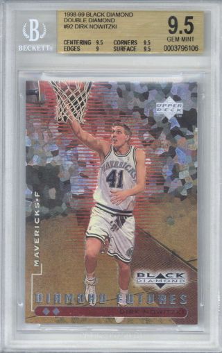 Dirk Nowitzki 1998 - 99 Upper Deck Black Double Diamond Rookie 92 Bgs 9.  5